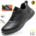 Chaussures de travail de sécurité en cuir noir pour hommes et femmes chaussures de cuisine