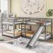 Full and Twin Size Grey L-shaped Bunk Bed with Slide and Short Ladder, a Clean Silhouette and a Hue of Elegance for Bedroom