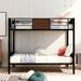 Full-over-full Steel Bunk Bed with Safety Rail and Built-in Ladder