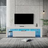 Modern Gloss Design TV Stand for 80 Inch TV,20 Colors Led TV Stand Remote Control Lights Suitable for Living Room,Lounge Room