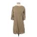 H&M Casual Dress - Shift Crew Neck 3/4 sleeves: Tan Print Dresses - Women's Size 4