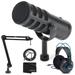 Samson Q9U XLR/USB Dynamic Broadcast Microphone + Professional Studio Reference Headphones + Mic Boom Arm + Mic Cable + Cloth - Top Value Bundle