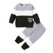 3-6M Baby Boy Clothes Toddler Baby Boys Outfits HAPPY EVERY DAY Grey White and Black Pullover Long Sleeve Top Pants Set Sizes 3-24 Months