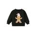 Sunisery Kids Toddler Baby Boys Girls Spring Autumn Pullover Long-Sleeved O-Neck Letter Gingerbread Man Print Sweatshirt Black 2-3 Years