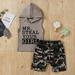 Hunpta Baby Print Kids Camouflage Letter Toddler Shorts Hoodie Boys Set Outfits Tops Girls Outfits&Set