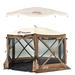 Clam Quickset Pavilion Camper Brown 8 Person Tent and Tan Tent Rain Fly Tarp