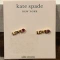 Kate Spade Jewelry | Kate Spade Gold Love And Red Heart Cubic Zirconia Earrings | Color: Gold/Red | Size: Os