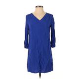 Old Navy Casual Dress - Shift V Neck 3/4 sleeves: Blue Print Dresses - Women's Size X-Small