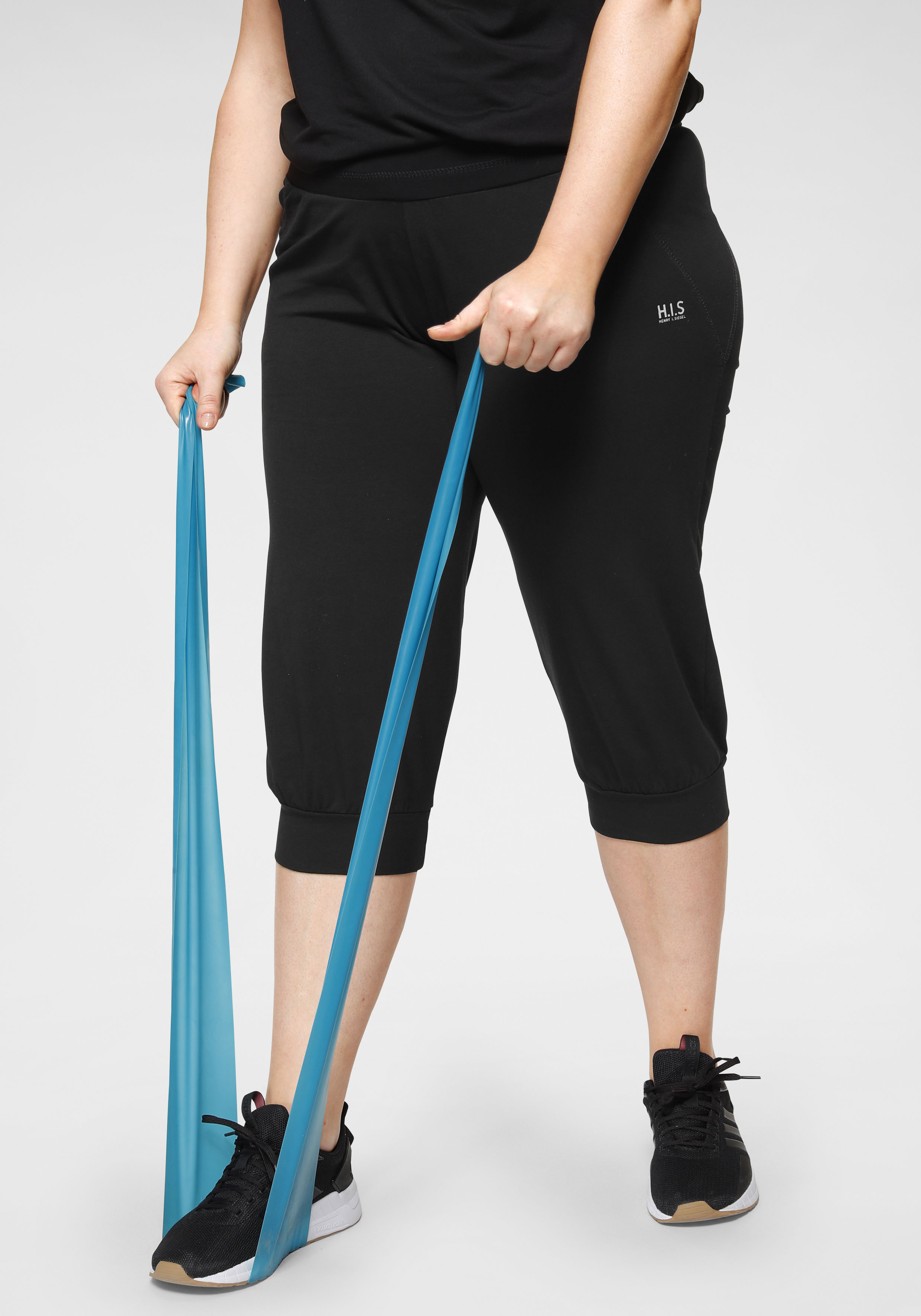 3/4-Hose H.I.S, Damen, Gr. 48, N-Gr, schwarz, Obermaterial: 95% Baumwolle, 5% Elasthan, unifarben, bequem 3/4-Länge, Hosen, Große Größen