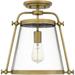 1 Light Semi-Flush Mount in Traditional Style-15.5 inches Tall and 13.5 inches Wide-Weathered Brass Finish Bailey Street Home 71-Bel-4618541