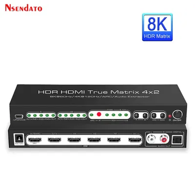 Répartiteur HDMI pour Dolby Atmos 1 commutateur matriciel 4K 120Hz 8K 4x2 HDR 10 8K coque