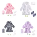 Robe à capuche avec ceinture pour bébé peignoir serviette de bain ensemble de pantoufles de