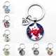 Porte-clés chat animal mignon pendentif en verre I Love mini coeur bijoux fantaisie porte-clés