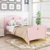 Red Barrel Studio® Twin Solid Wood Platform Bed Wood in Pink | 43 H x 42 W x 80 D in | Wayfair 04347302C5A147149ACD33610990719D