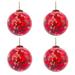 La Pastiche Branches of an Almond Tree in Blossom (Red) Glass Ornament Collection (Set of 4) with, 3.5" x 3.5" - 3.5" x 3.5"