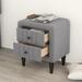 Grey Wood Nightstand with 2 Drawers for Living Room