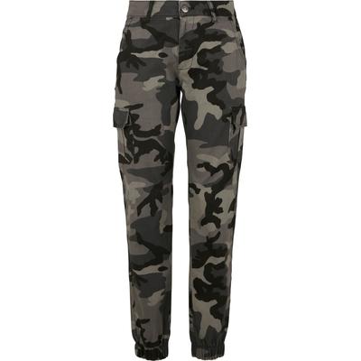 Cargohose URBAN CLASSICS "Urban Classics Damen Ladies High Waist Camo Cargo Pants", Damen, Gr. 30, Normalgrößen, grün (schwarzcamouflage), 98% Baumwolle, 2% Elasthan, normal, Hosen Image