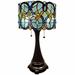 21 Stained Glass Two Light Jeweled Floral Drum Table Lamp