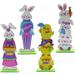 4PCS Easter Wood Bunny Tabletop Ornaments Decor Easter Bunny Decorative Signs Wooden Letter Signs Easter Eggs Rabbit Painted Spring Easter Wooden Bunny Table Sign Decor Easter Tabletopper Ornaments