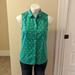 J. Crew Tops | J.Crew Green With White Floral Print Button Down Tank Top Size Small | Color: Green/White | Size: S