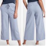 Athleta Pants & Jumpsuits | Athleta Farallon Heathered Blue Crop Wide Leg Soft Casual Pants With Drawstring | Color: Blue | Size: 6