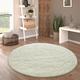 Paco Home Tapis De Salon Poils Longs Fausse Fourrure Shaggy Moelleux Monochrome Blanc, 120 cm rond