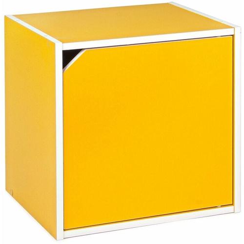 Würfelregal 35 cm modulares Bücherregal moderne Möbel -Würfel mit Tür / Gelb