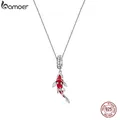 Bamoer – collier pendentif poisson en argent Sterling 925 en émail rouge porte-bonheur Koi Dangle