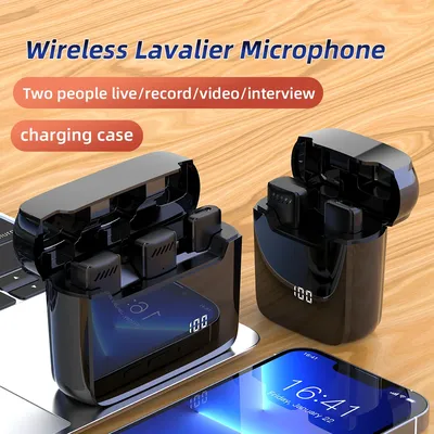 Microphone à revers sans fil avec affichage boîte de chargement réduction du bruit micro Lavalier