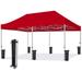 Eurmax 10 x20 Ez Pop Up Canopy Tent Commercial Instant Canopies with Heavy Duty Roller Bag Bonus 6 Sand Weights Bags (Ruby)