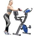 Folding Exercise Bike with 8-Level Adjustable Magnetic Resistance | Upright and Recumbent Foldable Stationary Bike is The Perfect Workout Bike for Home Use for Men Women and Seniors