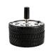 Creative Car Tires Ashtray Press Rotary Portable Ash Tray Ashtray Metal Ashtrays with Lids Silicone Ashtray (Black)