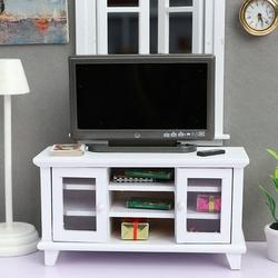 Dollhouse TV Set (3 Pieces) Television with Remote Control and TV Stand Living Room Furniture