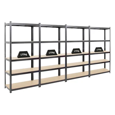 PROREGAL Mega Deal | 4x Schwerlastregal Ragnar | HxBxT 180x90x40 cm | Fachlast 175kg | Schwarz | Stecksystem Lagerregal Regalsystem 4 Stk. Image
