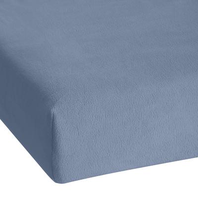 Spannbettlaken KUM "Coral-Fleece Spannbetttuch", blau (jeansblau), B:140-160cm L:200cm, Microfaser-Fleece, Obermaterial: 100% Polyester, Laken, Spannbettlaken Image