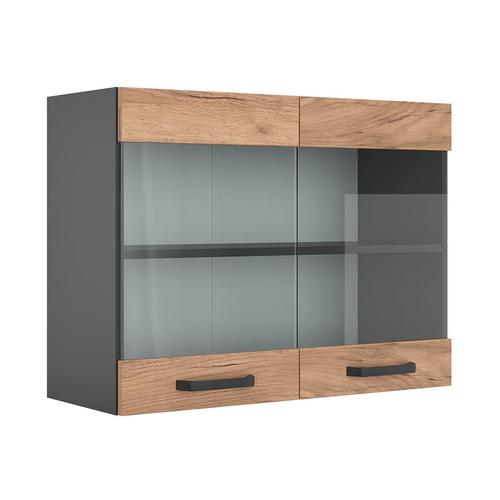 Vicco - Küchenschrank Glas R-Line, Goldkraft Eiche, 80 cm