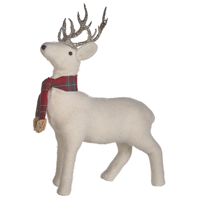 Weihnachtsdekoration Weiß 48 cm Rentier-Figur zum Aufstellen Tierform Modern Dekofigur Weihnachtsfigur Deko Adventsdekor