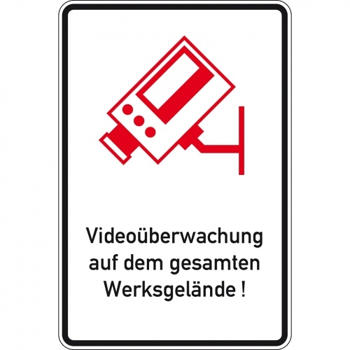 Schild I Hinweisschild Videoüberwachung auf dem Werksgelände, Aluminium RA0, 600x900mm, DIN 67520, nach StVO Image