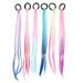 Etereauty Hair Party Extensions Wig Braided Girl Hairpieces Braid Colorful Highlights Colored Extension Accessories Girls Lace Tie