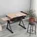 Inbox Zero Height Adjustable Drafting Table w/ Stool Wood/Metal in Black/Brown/Gray | 55 W x 23 D in | Wayfair 533355A3A610484791F1532078732A51