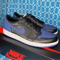 Nike Shoes | Nike Air Jordan 1 Low Men’s Size 12.5 Mystic Navy Blue Rare Sneakers Black | Color: Black/Blue/Red/White | Size: 12.5