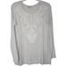 Anthropologie Tops | Anthropologie Bordeaux Long Sleeve Heathered Grey Top White Lace Overlay Size M | Color: Gray/White | Size: M