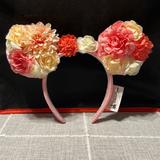 Disney Accessories | Floral Minnie Disney Parks Ears | Color: Cream/Pink | Size: Os