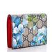 Gucci Bags | Gucci Blooms Gg Supreme Beige Blue Canvas Rose Red Leather Card Case Wallet New | Color: Blue/Tan | Size: Os