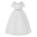 Ekidsbridal Ivory Floral Lace Tulle Flower Girl Dresses Wedding Reception Mini Bridal Gown for Toddlers LG2R7 2