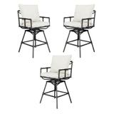 Home Square Pipe Outdoor Adjustable Barstool in Black Copper - Set of 3