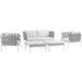 Ergode Harmony 5 Piece Outdoor Patio Aluminum Sectional Sofa Set - White White