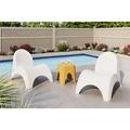 Strata Furniture 2 Angel Trumpet Patio Chairs & Mallora Table in White/Orange