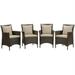 Pemberly Row Patio Dining Arm Chair in Brown and Beige (Set of 4)