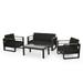 GDF Studio Neffs Outdoor Aluminum 4 Seater Chat Set with Cushions Black Natural and Gray